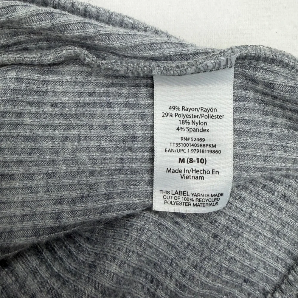 Grey Ribbed Knit 2 Pc Set Mock Neck Top Midi Skirt Medium Minimalist Scandi‎ CBK